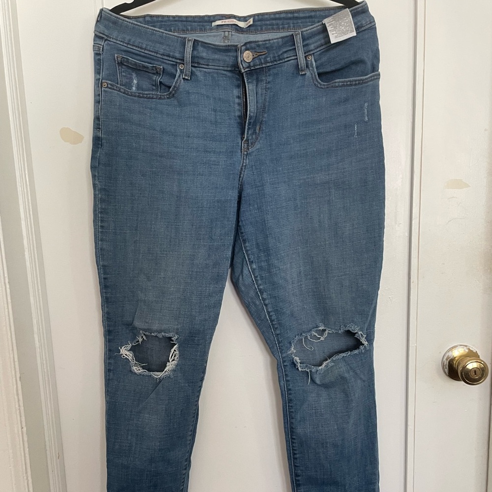 Levi's Blue Distressed Skinny Jeans 711 Skinny